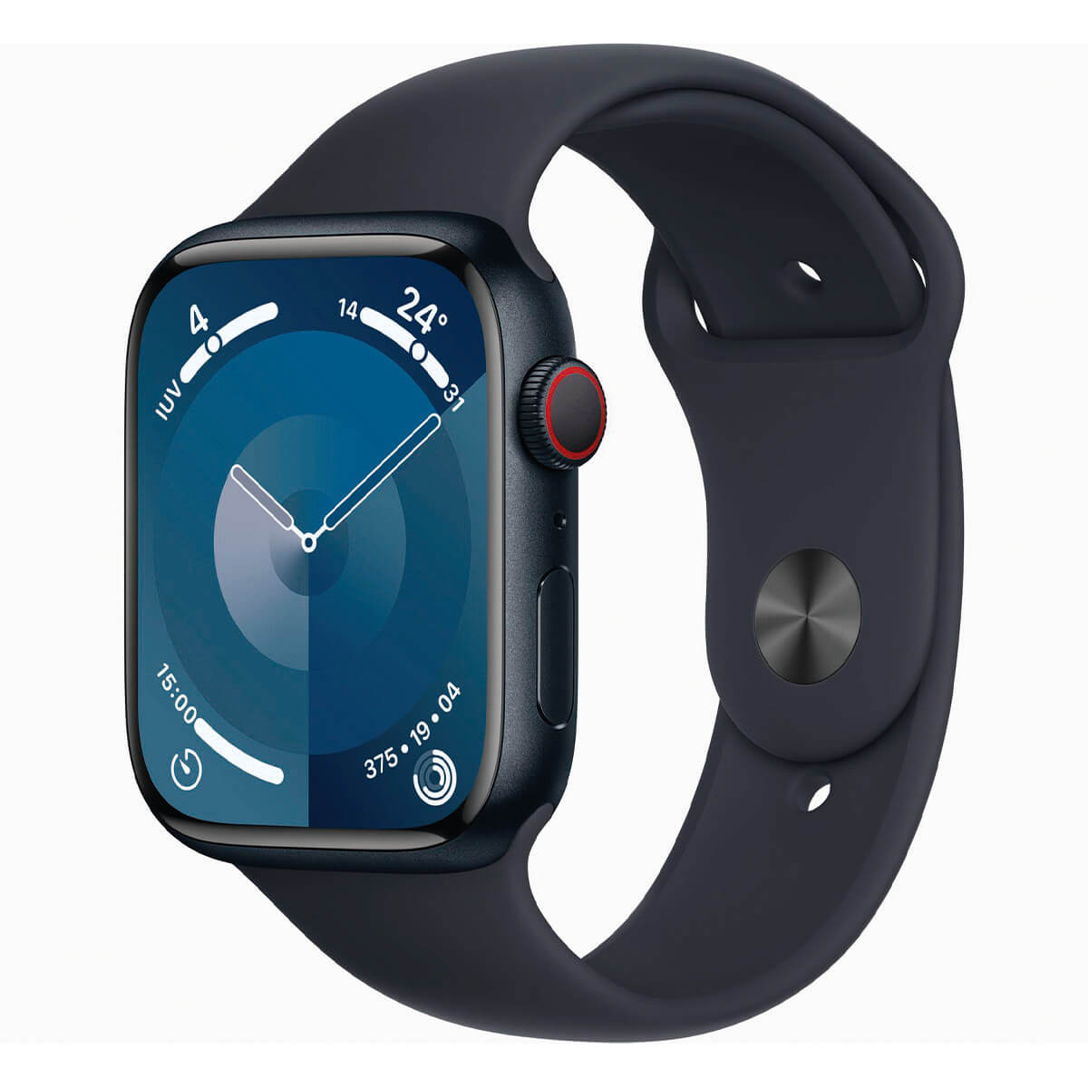 Apple Watch Series 9 GPS 45mm Aluminio Negro y Correa deportiva Negra MR9C3QL/A – Talla M/L