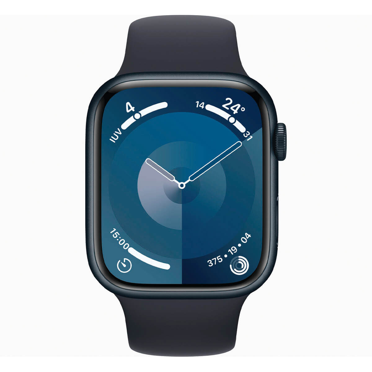 Apple Watch Series 9 GPS 45mm Aluminio Negro y Correa deportiva Negra MR9C3QL/A – Talla M/L