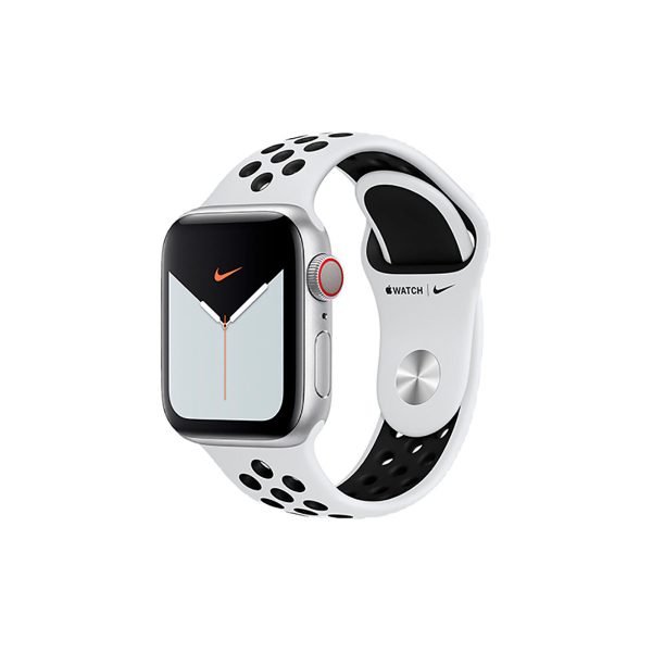 Apple Watch Nike Series 5 GPS + Cellular, 44mm Aluminio Plata y correa deportiva platino puro/negro MX3E2TY/A