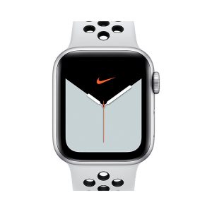 Apple Watch Nike Series 5 GPS + Cellular, 44mm Aluminio Plata y correa deportiva platino puro/negro MX3E2TY/A
