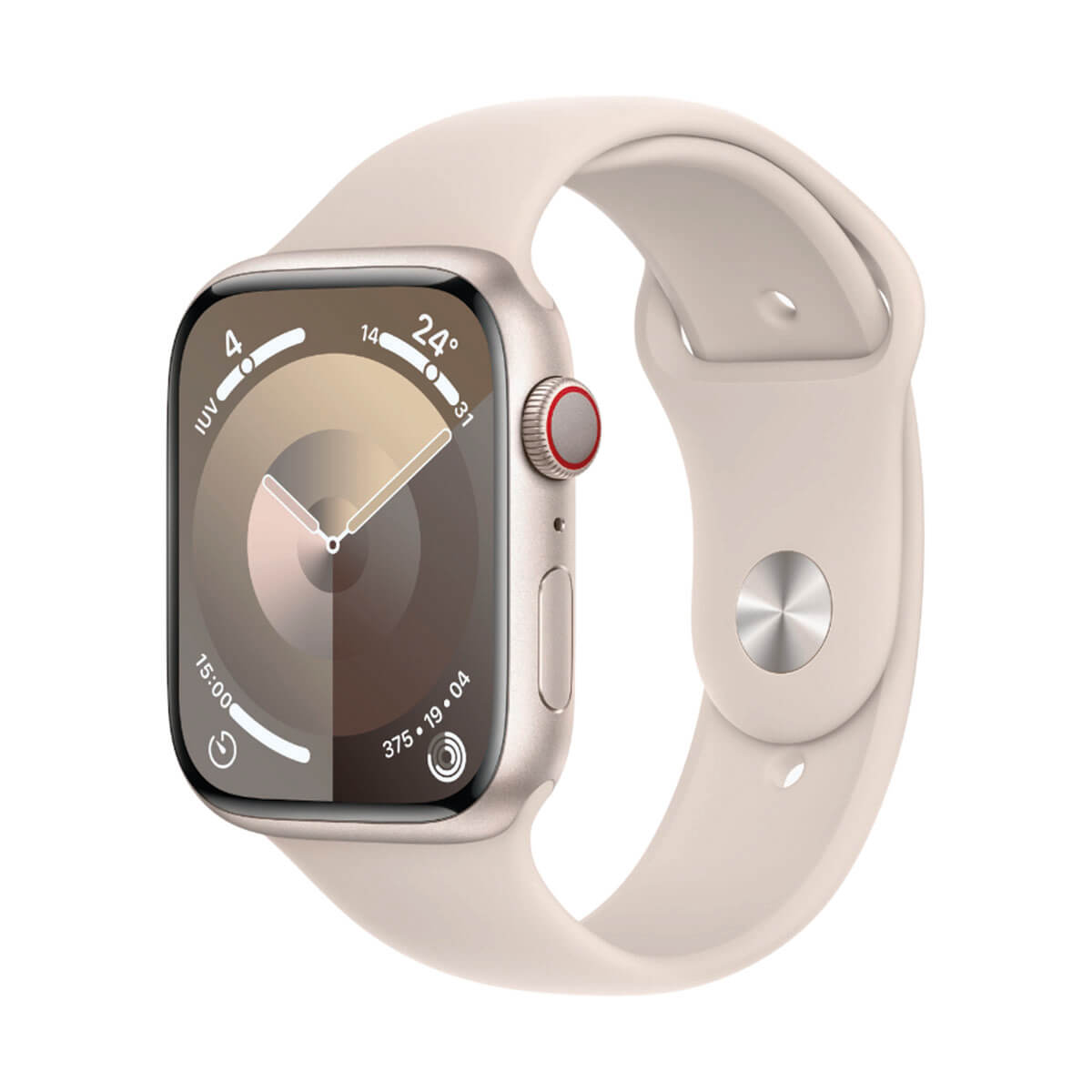 Apple Watch Series 9 GPS + Cellular 45 mm Aluminio y Correa deportiva Blanca (Starlight) MRM93QL/A – Talla M/L