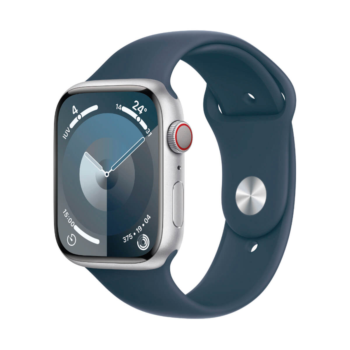 Apple Watch Series 9 GPS + Cellular 41 mm Aluminio Plata y Correa deportiva Azul (Storm Blue) MRHV3QL/A – Talla S/M
